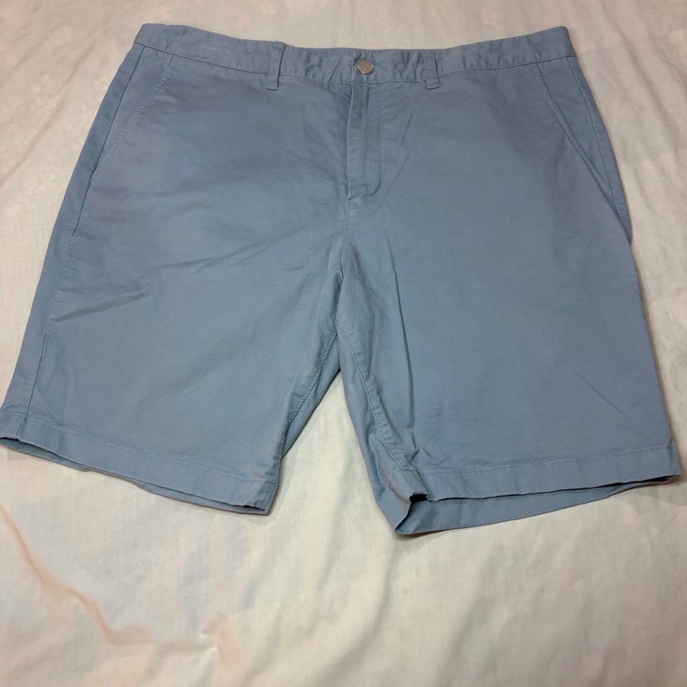 Bonobos Mens Chino Shorts Light Blue Size 40 Stretch Cotton Flat Front 9 Inseam